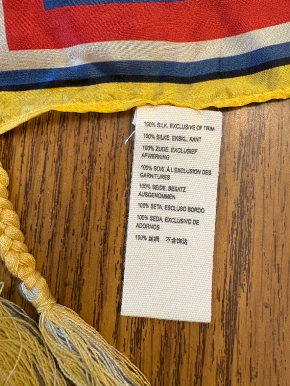 Johnny Was 100% Hillan Silk Dragon & Floral Print Tassel Scarf, approx. 43"X 43" - Picture 10 of 15